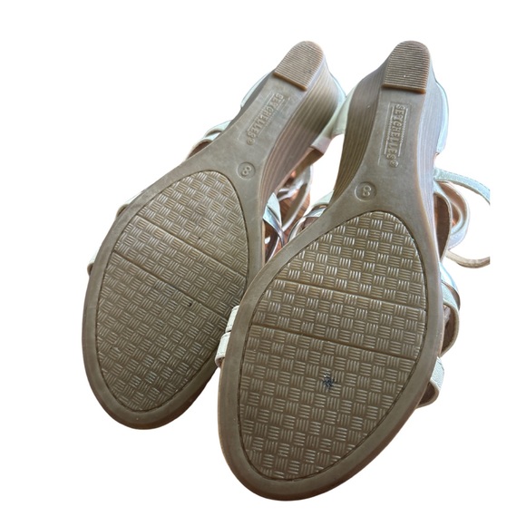 Seychelles White Silver Sz8 Strappy Gladiator Style Ankle Strap Wedge Sandals - Picture 4 of 6